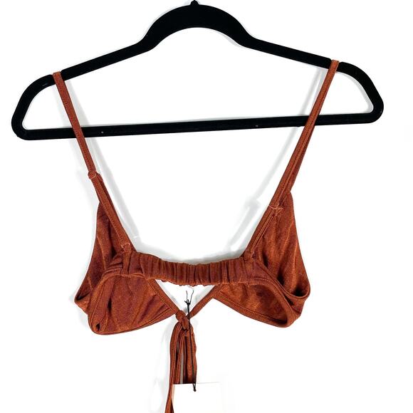 Superdown Irene Strappy Pant Set Brown Slinky Jersey 2pc Ruched Sheen Sz XL - Picture 12 of 13